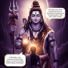 A devotee asks Mahadev about the healing meanings of his symbols. Each symbol on Lord Shiva holds deep spiritual wisdom about transformation and awakening. This series explores those truths.