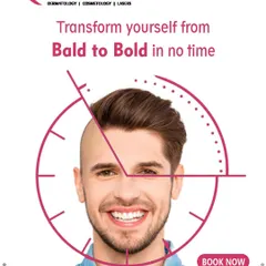 This graphic communicates the transformative potential of my hair restoration treatments. My goal is to help patients achieve a confident look with scientifically proven solutions.