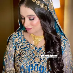 Another stunning bride in blue. The gold embroidery on her outfit is so intricate, and I matched it with a soft gold and brown eye makeup look.