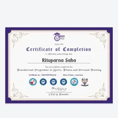 I am an internationally certified trainer, having completed the Foundational Programme in Sports, Fitness, and Personal Training. This qualification ensures I have the knowledge to help you train safely and effectively.
