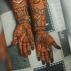 This is the result of patience and pure, organic henna. The deep, rich stain is my guarantee, a colour that truly blooms and lasts, making your mehendi memorable.