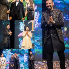 A Sangeet night is all about family, fun, and unforgettable performances. This collage captures the joy of interacting with the couple and their loved ones, ensuring everyone feels like a star on stage.