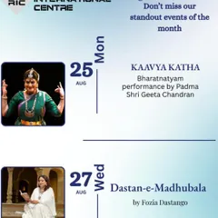 My performance of 'Kaavya Katha' featured in the August calendar for the Rajasthan International Centre in Jaipur. It is always exciting to be part of a curated series of cultural events.