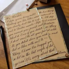 I scribed this fun Secret Santa letter for a colleague. Even a quick, playful note feels more special when it's handwritten with elegant calligraphy and finished with gold foil edges.