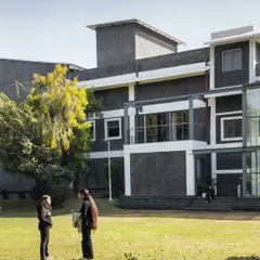 The design of the Media Monks campus revolves around a central green lawn, ensuring every part of the office enjoys a connection to nature. This approach promotes a sense of wellbeing and community.
