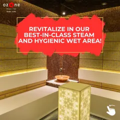A bright, inviting view of the steam room. The space is designed to be both hygienic and comfortable, allowing you to fully relax and benefit from the therapeutic effects of steam inhalation and detoxification.