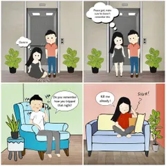 This custom comic strip captures a funny, relatable moment between a couple. It's a playful way to preserve an inside joke and turn a memory into a piece of shareable art.
