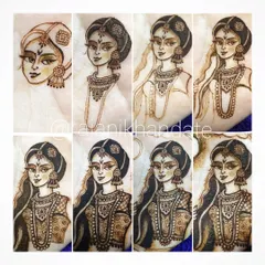 A step-by-step look at how I draw a 'Marathi Mulgi' (Marathi girl) figure. The process starts with a simple outline and builds up with layers of detail to create a beautiful and expressive portrait.