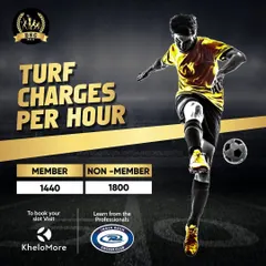 Our turf is available for booking by the hour for both members and non-members. This graphic details the charges for booking a slot to play on our professional football pitch.