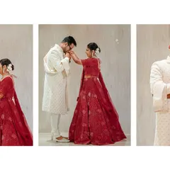 The 'first look' is one of our favourite moments to capture. This series shows the anticipation, the playful peek, and the overwhelming joy as Katyayni and Kunal see each other for the first time on their wedding day.
