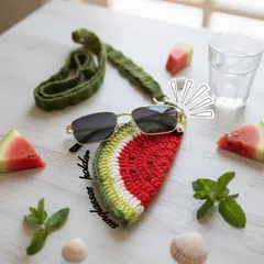 Say hello to summer with this super cute watermelon sunglasses holder! It's a stylish sling that keeps your shades safe and your hands free. I designed this to be both practical and a fun statement piece for your sunny day outfits.