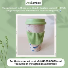Sip sustainably with our eco-friendly bamboo fiber sipper. Featuring a silicone lid and grip, this reusable cup is a stylish and practical way to ditch single-use plastics and embrace a more elegant, waste-free lifestyle.