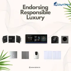 I endorse responsible luxury with my eco-conscious technology. This image displays a selection of my products, including HomePads, switches, cameras, and thermostats that contribute to a smarter future.
