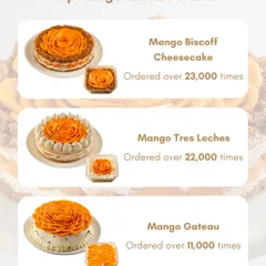Here are the top mango flavours that you all loved so much. The Mango Biscoff Cheesecake was ordered over 23,000 times in just three months. I am so grateful for your love.