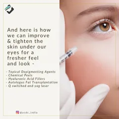 We can improve and tighten the skin under the eyes using various methods. Our solutions include topical agents, chemical peels, hyaluronic acid fillers, and advanced laser treatments.