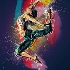 An artistic rendering of a dancer in motion. This represents the power, grace, and energy we strive for in our classes.