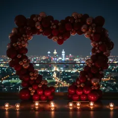 This heart-shaped arch is a custom-built structure designed to create a powerful romantic statement. I can craft balloon sculptures in various shapes and sizes to perfectly match the theme of your proposal, anniversary, or wedding.