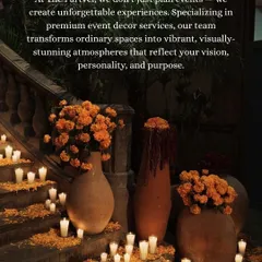 We specialize in transforming ordinary spaces into visually stunning atmospheres. Our premium event decor services are designed to reflect your unique vision, personality, and purpose.