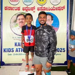 Big leaps from our little champ. Celebrating a bronze medal win in the Standing Broad Jump for our Under-10 athlete at the Kids Athletics meet.