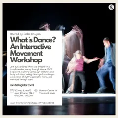 An interactive movement workshop, 'What is Dance?', in progress. The image captures the energy of exploring rhythm and emotion through dance, which our versatile space fully supports.