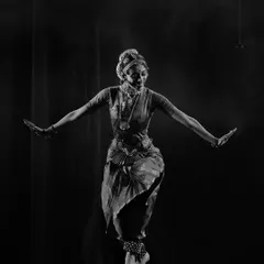 This moment of flight captures the pure bliss I feel when I dance. For me, choreography is about creating these moments of abandon, where the body, mind, and soul are one. This is a glimpse into the dynamic energy I bring to my Bharatanatyam productions.