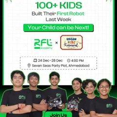 Over 100 kids built their first robot with us last week, and your child can be next. This poster invites families to our workshop at the Udgam Kidz Karnival in Ahmedabad.