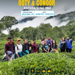 A group photo amidst the tea plantations of the Nilgiris. Our Ooty & Coonoor trip is a refreshing escape into the hills.