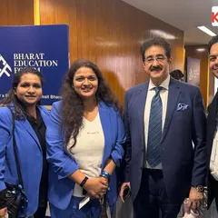 Networking with leaders like Dr. Sandeep Marwah of Film City at the Bharat Education Forum. These connections help us bring diverse and enriching experiences to our kids' events.