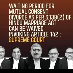 The Supreme Court has provided a significant update regarding the waiting period for mutual consent divorce. I stay current with such landmark judgments to ensure my clients' cases are handled efficiently, potentially fast-tracking the process where the law allows.