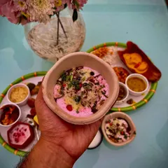 Presenting the 'Dhai Casatta', a creative and refreshing chaat item. I enjoy designing new dishes that bring an element of surprise to the menu.
