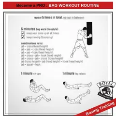 This bag workout routine is designed to build endurance and punching combinations. It integrates freestyle bag work with core exercises like sit ups and leg raises for a complete conditioning circuit.