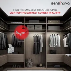 A detailed view of a wardrobe sensor that lights up even the darkest corners. This small but powerful device adds a touch of practical luxury to your daily routine.