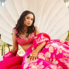 Another angle of Shree's Mehendi look, highlighting the delicate floral motifs on her lehenga. The entire vibe is fresh and feminine.