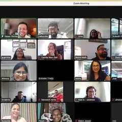 Hosting a virtual event for Team Amazon with comedians Sapan Verma and Harper Rose. Even through a screen, my job is to bring energy, facilitate conversations, and make sure everyone feels connected.