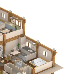 A detailed cross-section of a timber apartment concept. This visualization helps me study the structural system and interior space planning, ensuring every design is both technically sound and highly livable.