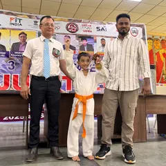 A proud moment for one of my youngest fighters, receiving his medal at a Ju-Jitsu championship. We start building champions from a young age.