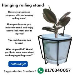 Make the most of your balcony railings with our hanging railing stand. This sturdy metal stand holds your favorite pots securely, lifting them up to create a beautiful display and making cleaning the floor a breeze.