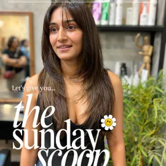 A great haircut is the star of the show. This client is rocking a fresh cut with long layers and a face-framing fringe that perfectly complements her features.