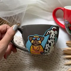 Your favorite 'Cool Dog' cappuccino mug is back in stock, now in a stylish grey. This quirky, hand painted mug is perfect for all the dog lovers and coffee enthusiasts.