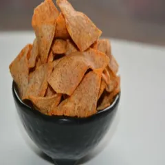 Here you can see the light and airy texture of my baked barley chips. They are a great choice for a low calorie, high-fiber snack any time of the day.
