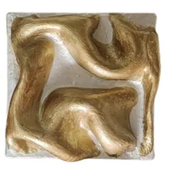 Here is a close-up of a gold-tinted performer. These pieces are daring and luminous, adding individual flair to the collective flow of the artwork.