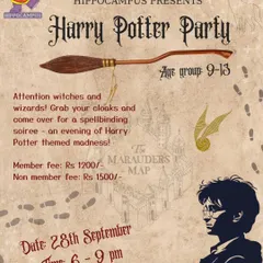 Attention witches and wizards! This poster for my Harry Potter Party invites you to a spellbinding soiree, promising everything from getting sorted by the hat to playing a game of Quidditch Pong.