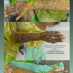 A client's collage showing her love for her bridal henna. She was obsessed with the design and the beautiful dark stain that developed.