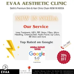 We are excited to announce that our premium skin and hair clinic is now open in Noida. As a top-rated clinic on Google, we invite you to book a free consultation at our new location.