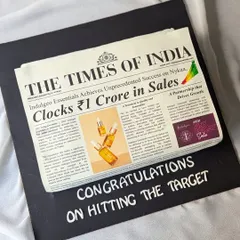 Here's a cake that truly made headlines. I designed this edible replica of a Times of India front page to celebrate a major sales milestone for Indulgeo Essentials on Nykaa. Every detail, from the headline to the article text, is meticulously crafted to honor the team's achievement.