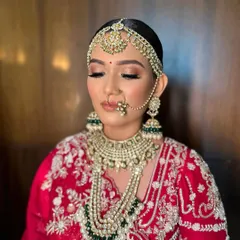 A close-up of the timeless royal bride look for Tanya. The focus was on creating flawless skin, defined eyes, and a majestic presence for her wedding ceremony.