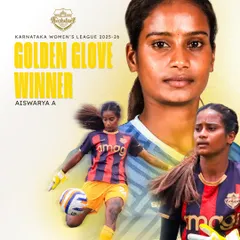 A wall in our defense. Our captain, Aiswarya A, earned the Golden Glove award for Best Goalkeeper with an amazing 7 clean sheets in 10 matches, leading our team from the back.