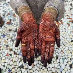 This is the beautiful, deep reddish-brown stain my clients can expect after 48 hours. I use natural, high-quality henna to ensure a rich and long-lasting color for your special occasion.