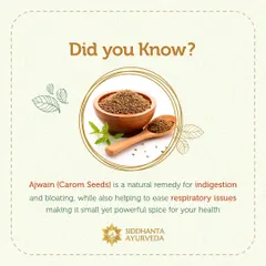 Ajwain, or Carom Seeds, is a small but powerful spice for health. It is a well-known natural remedy for indigestion and bloating and can also help ease respiratory issues.
