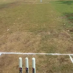 The view from behind the stumps. A look at the pitch during our tour of Hubli, ready for a day of competitive cricket.